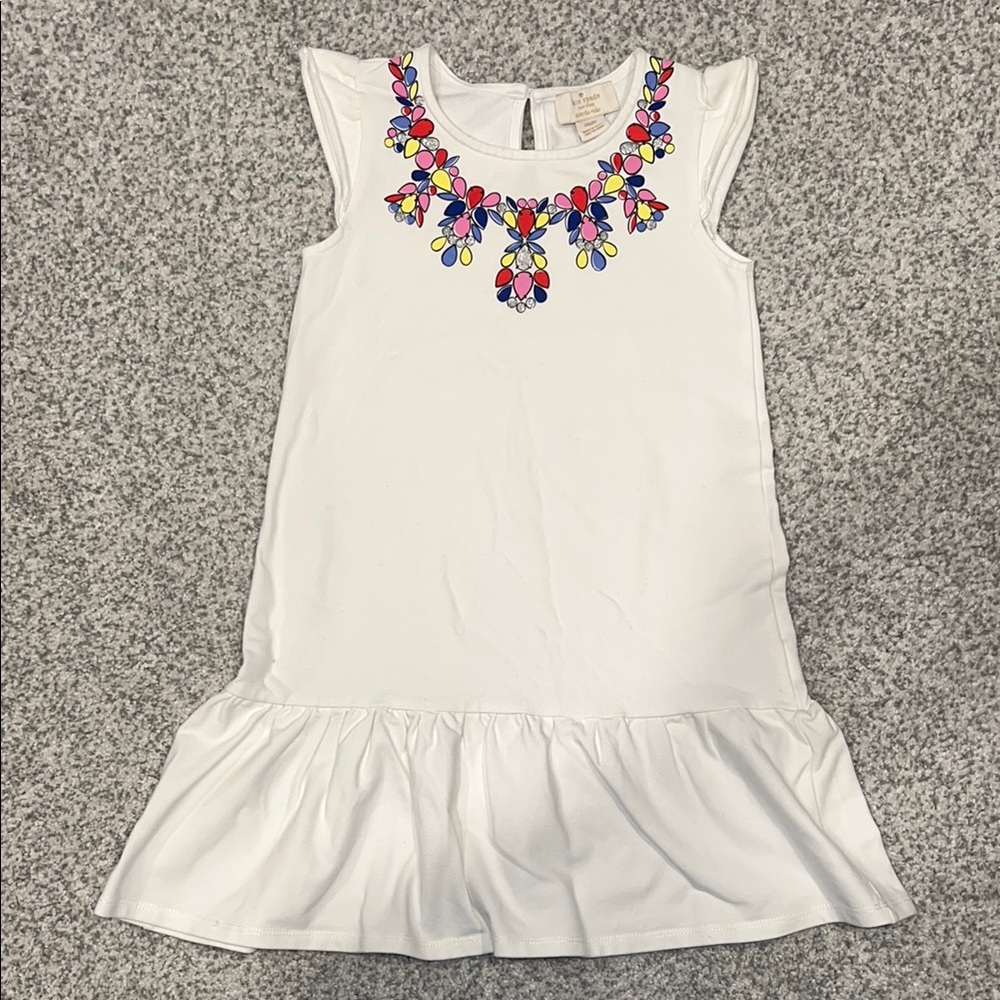 Kate Spade White Sleeveless Sundress with Ruffled Hem